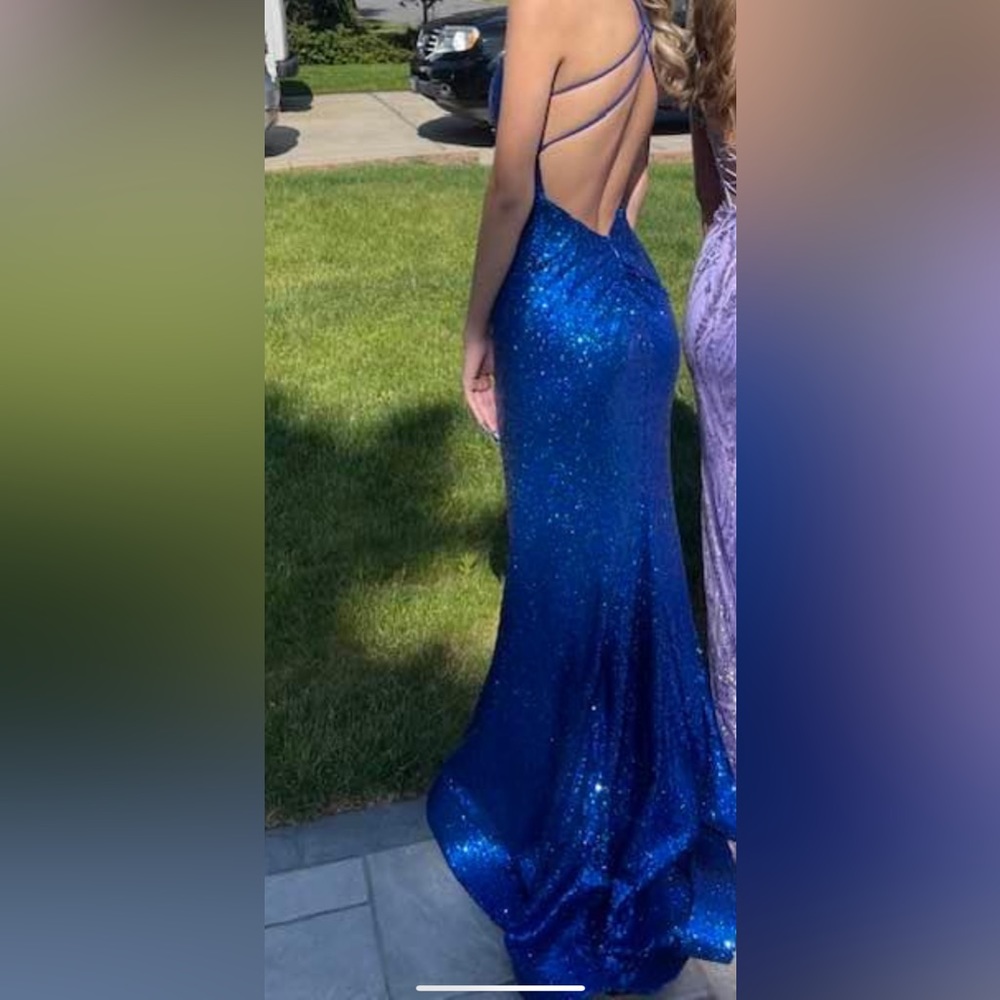 Sherri Hill Royal Blue Glitter Gown